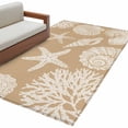 thumbnail image 2 of Summer Marine Life Washable Area Rug 3 x 5 ft Graffiti Corals Shell Conch Sea Starfish Khaki, Soft Non Slip Rugs Stain Repellent Indoor Felt Carpet for Living Dining Room Bedroom Home Office, 2 of 9