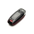 thumbnail image 4 of Vitodeco Leather Smart Key Fob Case Cover Holder Protector Compatible with Audi (4-Button, Black/Red), 4 of 6