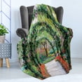 thumbnail image 4 of Garden Soft Flannel Fleece Throw Blanket, Flower Arches Pathway in Ornamental Plants Greenery Romantic Picture, Cozy Plush for Indoor and Outdoor Use, 50" x 60", Green Red, by Ambesonne, 4 of 5