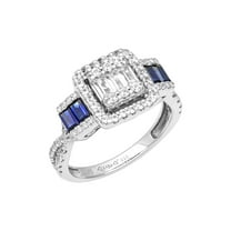 1 1/5 Carat TGW Created Blue and White Sapphire Women's "Cerulean Gem" Engagement Ring in Sterling Silver