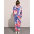 thumbnail image 4 of DARING DIVA Women's 2 Piece Tie Dye Hoodie Drawstring Sports Outfit L Purple Blue, 4 of 7