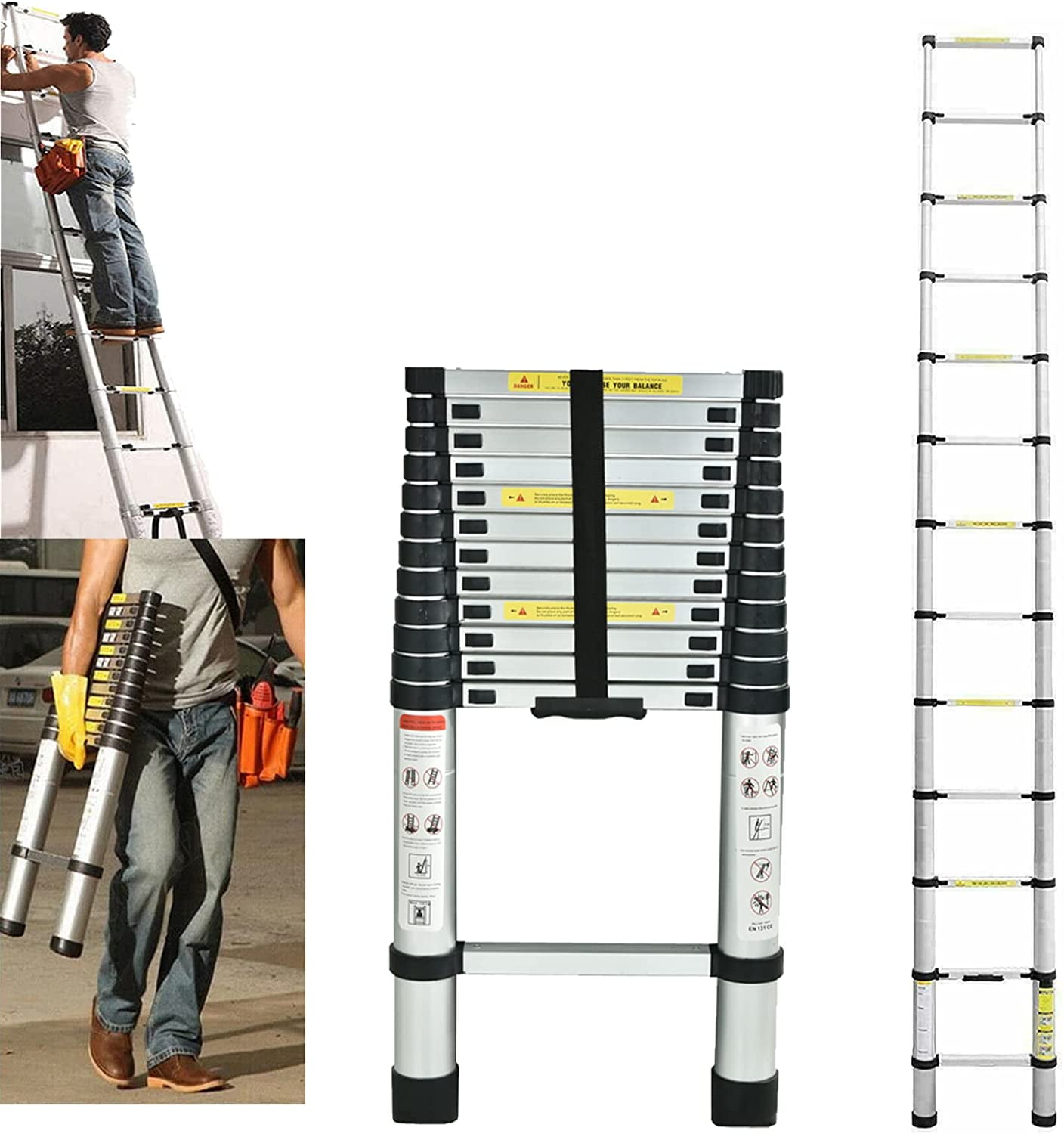 Telescoping Ladder 16FT Extension Ladders for Home, Aluminum Telescopic