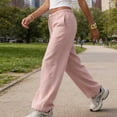 thumbnail image 5 of Tqcoqu Wide Leg Palazzo Pants for Women Casual Loose Drawstring Trendy Beach Linen Trousers with Pockets Vacation,Pink,Women's S-XXXL, 5 of 6