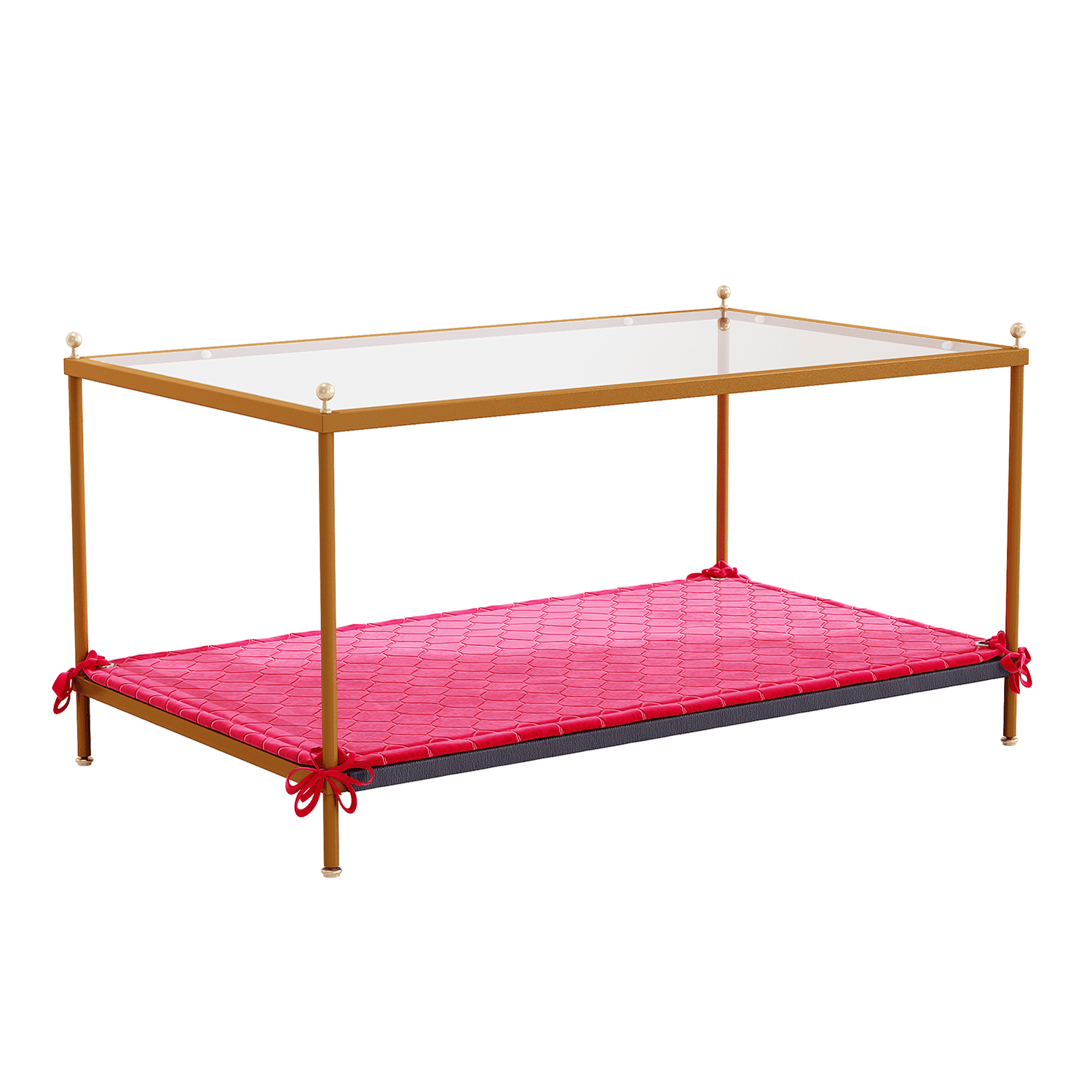 Kadyn Rectangular Coffee Table, Glass Tabletop Coffee Table for Living Room, Carbon steel Tea Table Share With Pets(Provide Pet Mat), Gold Kadyn Rectangular Coffee Table, Glass Tabletop Coffee Table for Living Room, Carbon steel Tea Table Share With Pets(Provide Pet Mat), Gold