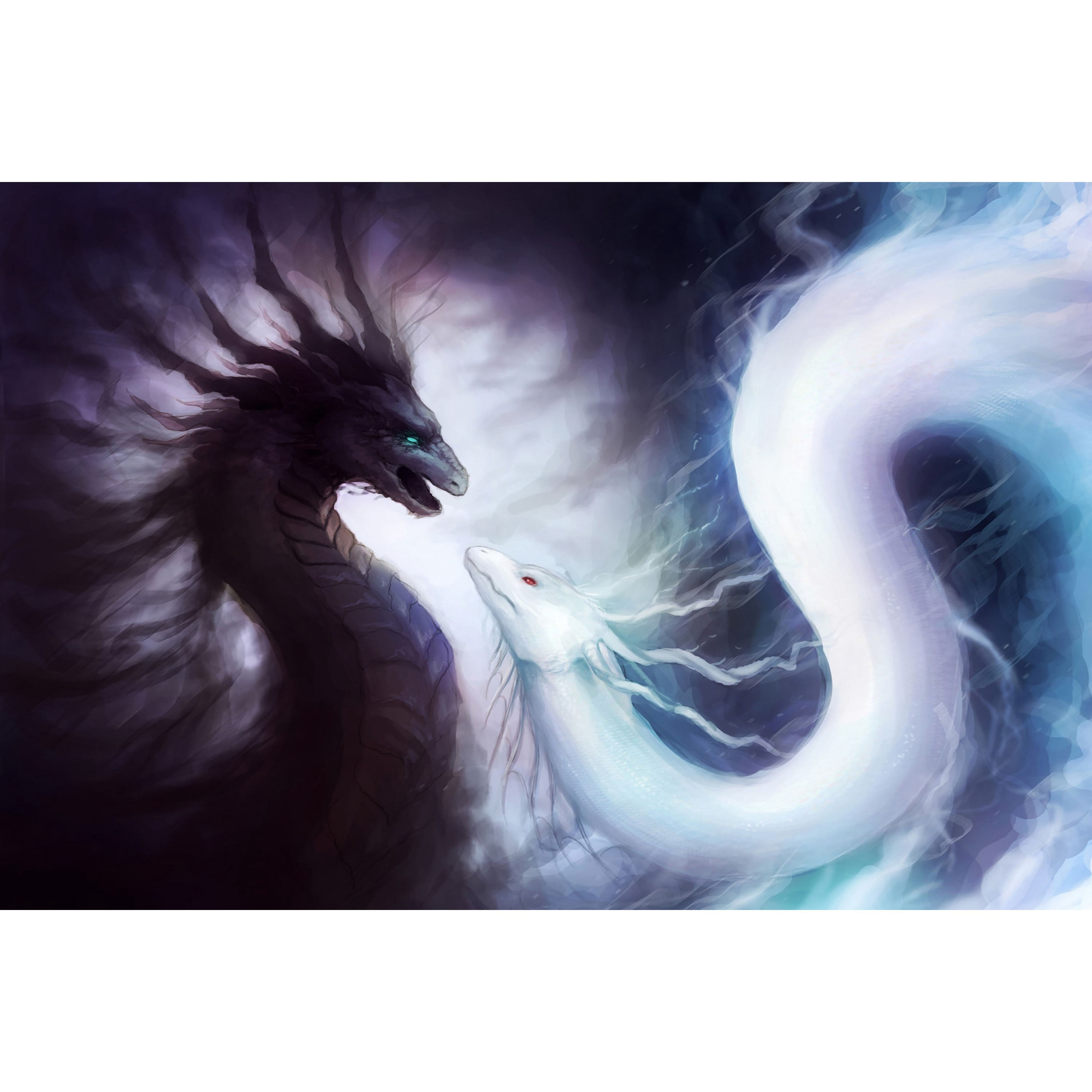 Marmont Hill "Yin and Yang Dragons" Painting Print on Canvas