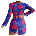thumbnail image 4 of Daisyyozoid Swimsuits for Women Clearance Printed Bikini Straps Bikini Deep V Split Set Three Piece Set, 4 of 5
