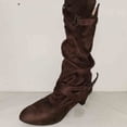 thumbnail image 3 of Gyexs Slouchy Boots for Women Knee High Mid Calf Boots Fashion Block Heel Warm Winter Boots Black Size 9, 3 of 5