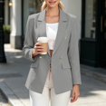 thumbnail image 2 of Qiggri Women's Blazer Lapel Collar Double Breasted Outerwear Long Sleeve Pockets for Spring Fall Office Casual Business Travel L, 2 of 9