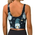 thumbnail image 3 of Haiem Gnome and Snowflakes Pattern Womens Sports Bra - U Neck Padded Low Impact Yoga Bra Workout Crop Top Gym Moisture-Wicking Workout Vest -XX-Large, 3 of 9
