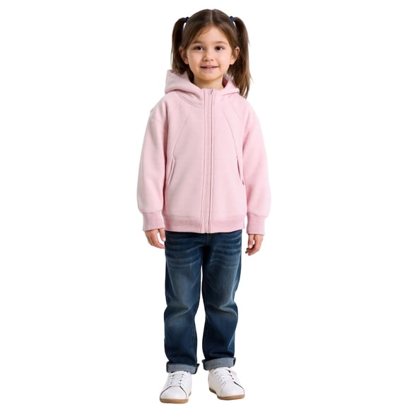 CAIVO Girls Hooded Jacket For Autumn Warm Thickened Coats Soft Comfortable Outerwear Toddler Kids Lightweight Windbreaker Long Sleeve Comfort Dailywear