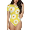 thumbnail image 2 of Goofa Daisies Flowers Printed Women Rash Guard Short Sleeve,Tummy control Swimsuit Surfing Swimsuit Bathing Suit One Piece Swimsuit UPF 50-, 2 of 9