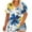 Yellow, variant on BangWanChi Women's Plus-Size Loose Fit Tops V-Neck Short Sleeved Floral Printing Base Shirt
