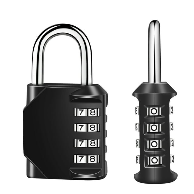 Candado de combinación, candado de combinación de 4 dígitos para escuela, gimnasio, casillero deportivo, cerca, caja de herramientas, estuche, gabinete de almacenamiento (paquete de 2, negro