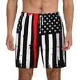thumbnail image 2 of Goofa Firefighters USA Flag Printed Men's Swim Trunks Board Shorts Quick Dry Mens Swimming Trunks with Compression Liner,Breathable Fit Hawaii Beach Shorts-3X-Large, 2 of 9