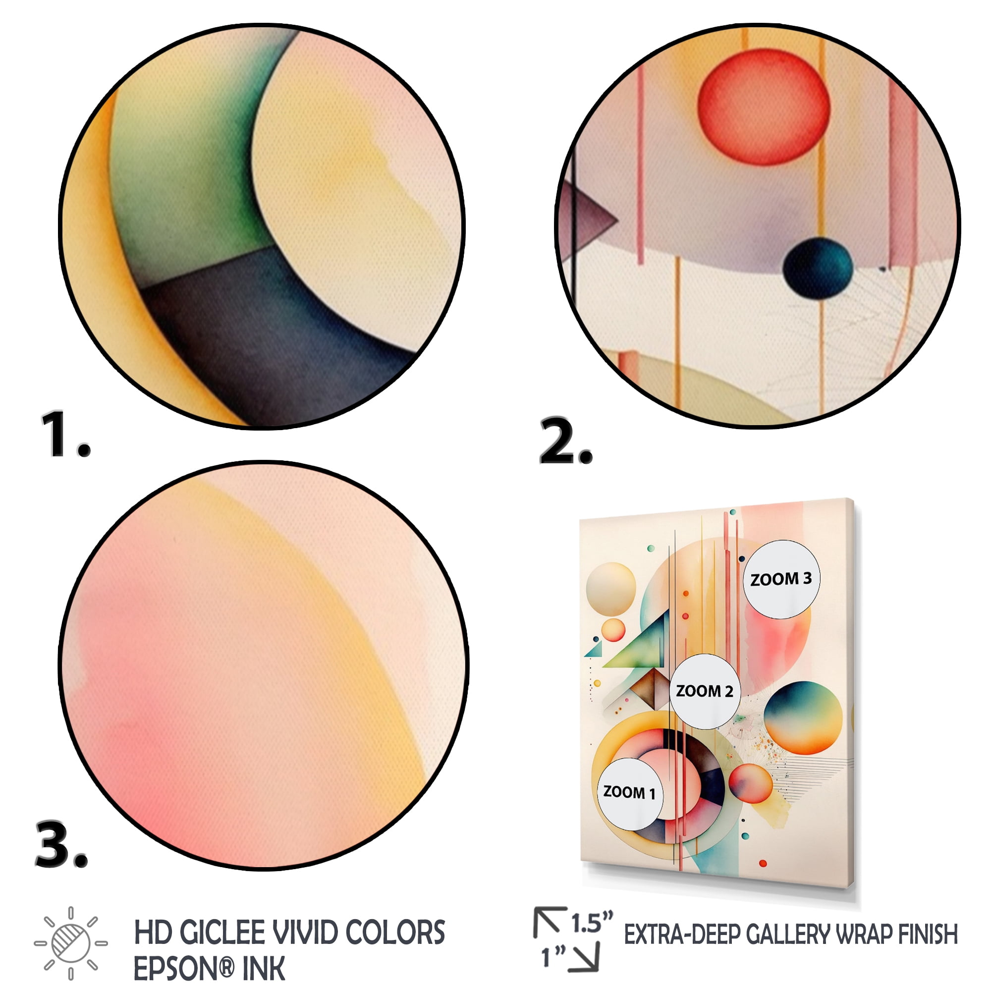Designart Pastel Minimalist Multi Shape Art III Canvas Wall Art