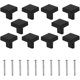 thumbnail image 1 of 10 perillas de puerta negras, perillas cuadradas de latón macizo para gabinete, tiradores de gabinete de cocina vintage con tornillos para armarios, cajones (negro), 1 of 5