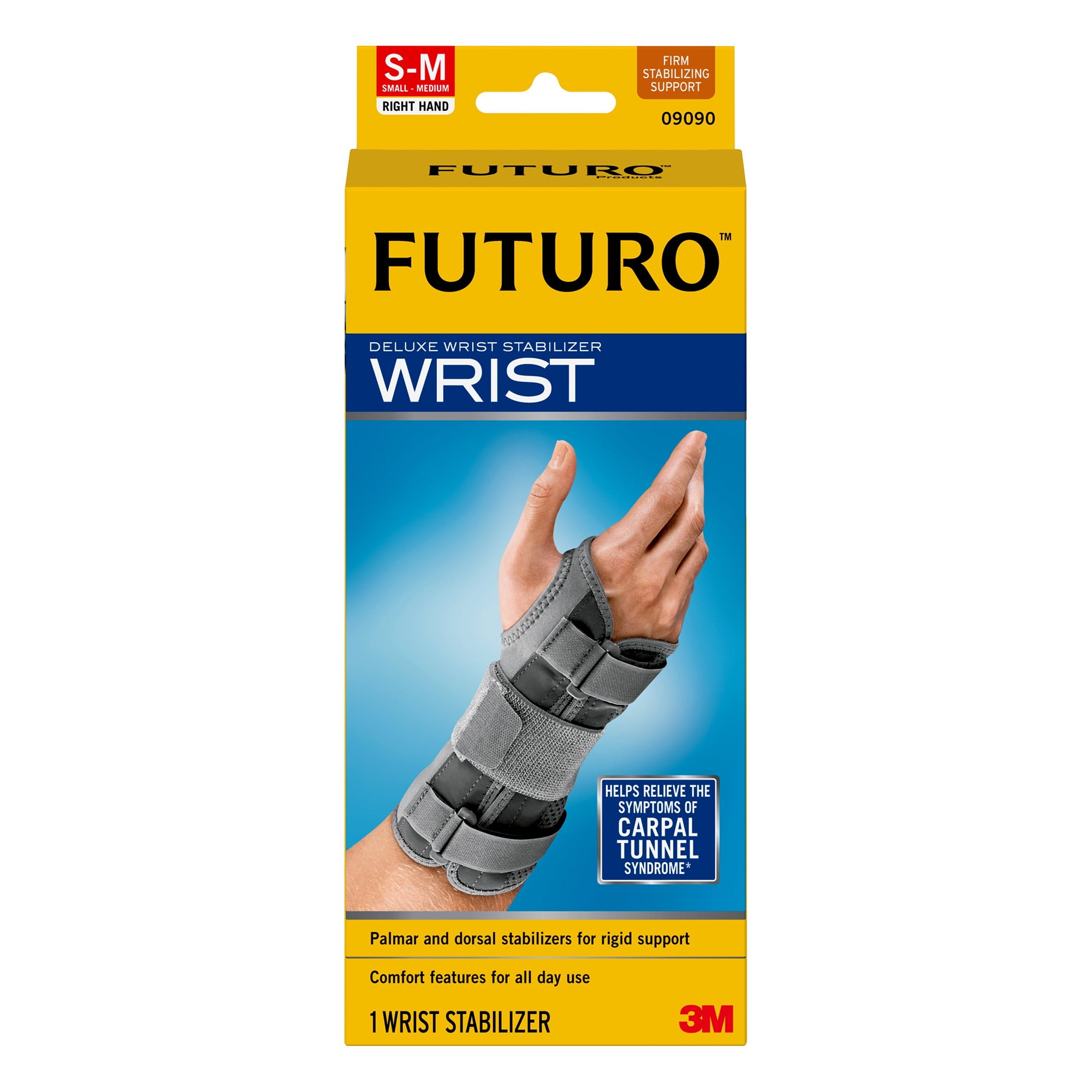 FUTURO Deluxe Wrist Stabilizer, Right Hand, Small/Medium, Wrist Brace, 1 ea  (Pack of 2) 