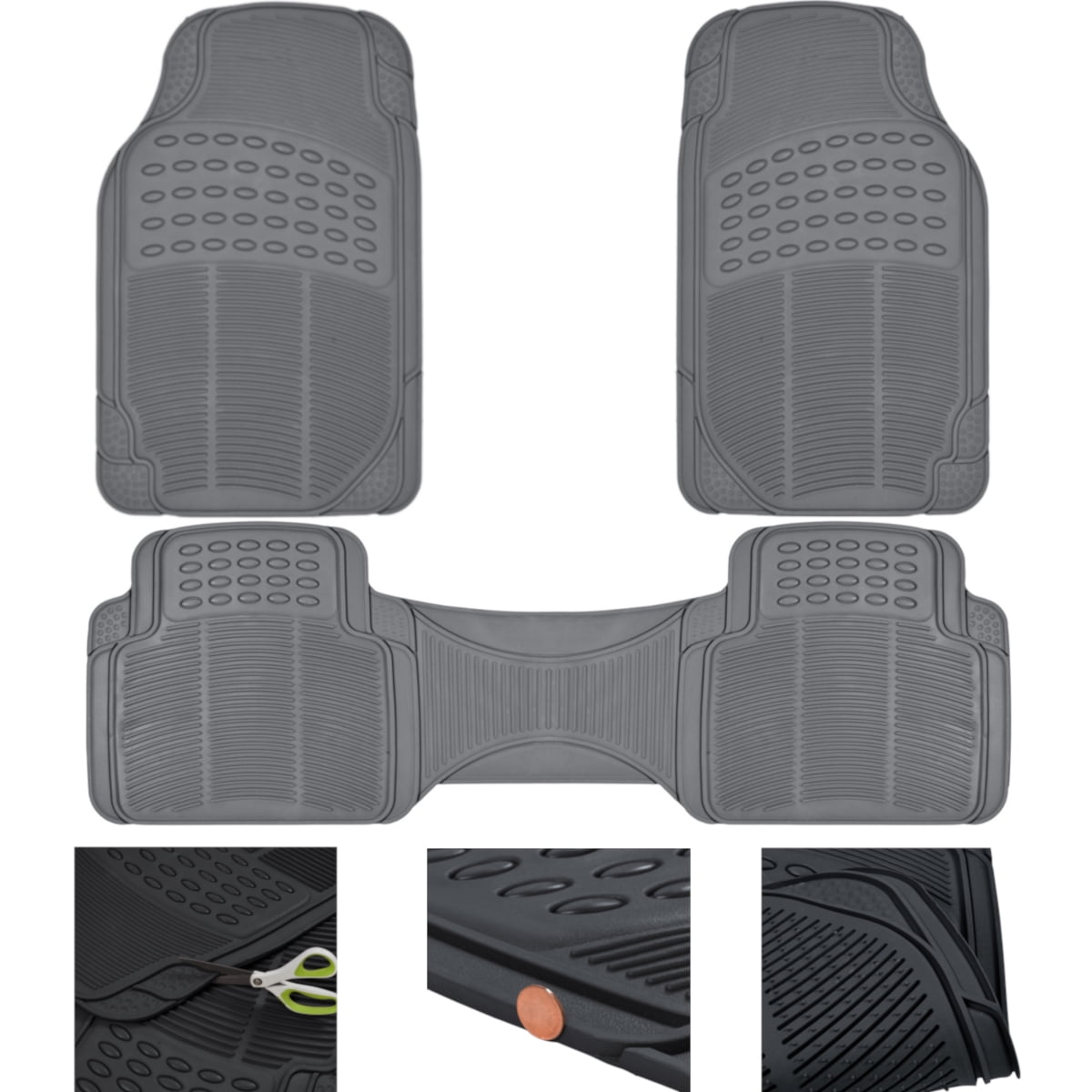 BDK Car Floor Mats with Cargo Mat, All Around Utitliy Trunk Mat, 3 Colors
