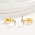 thumbnail image 2 of EOEMY Brass Micro Pave Cubic Zirconia Stud Earrings Lightning Clear Platinum&nbsp; P554-Yellow Gold, 2 of 3