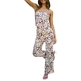 thumbnail image 4 of Coduop Womens Floral 2 Piece Outfit Set Off Shoulder Strapless Tank Tops and Wide Leg Pants Suits, 4 of 9