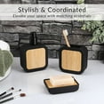 thumbnail image 7 of 4-Piece Bathroom Accessory Set Black Rubber and Bamboo, 7 of 7