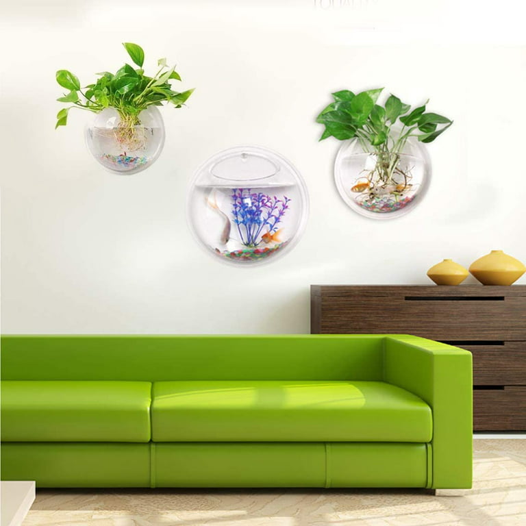 Yirtree Creative Acrylic Hanging Wall Mounted Fish Tank, Hanging Bowl for Water Plants, Wall Fish Bubble Tank, Hydroponic Air Plant Flower Pot, Mini