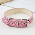 thumbnail image 2 of CHBORLESS 2 Pack PU Leather Dog Collar Shiny Diamond Bow Puppy Collar,Pink,L, 2 of 7