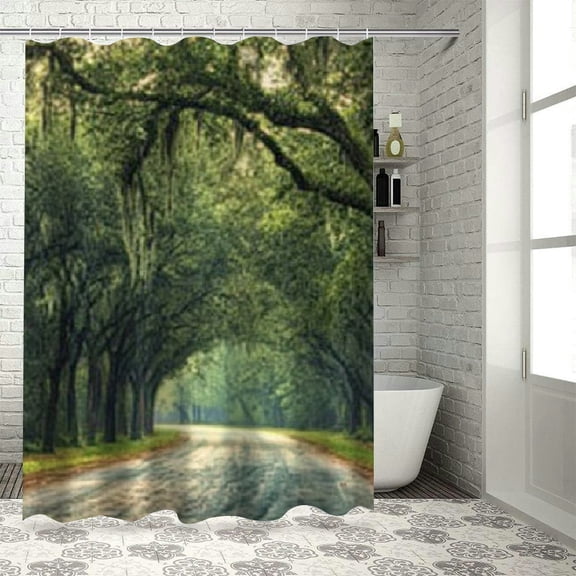 SHERONV Trees Washable Shower Curtain 100% Polyester with Hooks 36"x72