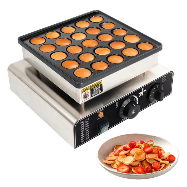 SELECTSHOP Maquina Electrica Para Mini Hotcakes Wafflera Comercial 25 Unidades Mini Pancake Plancha Antiadherente Wafflera Industrial 110V Maquina De Panqueques Regulador De Temperatura Temporizador