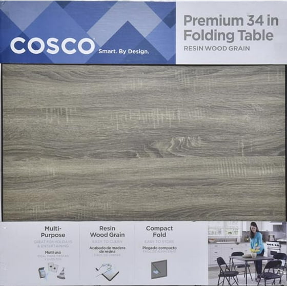 Cosco 34 Square Textured Wood Grain Resin Top Folding Table