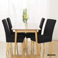 thumbnail image 2 of Deconovo - Funda elástica a rayas para silla de comedor, extraíble, corta, de jacquard, para boda, juego de 4, color negro, 2 of 7