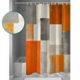 thumbnail image 3 of Small Stall Shower Curtain 48x72 Inch Narrow Half Size Burnt Orange Bath Curtains Bathroom Decor Grey Modern Abstract Art Oil Painting Geometric Waterproof Shower Curtain Set with Hooks 48 Inch, 3 of 6