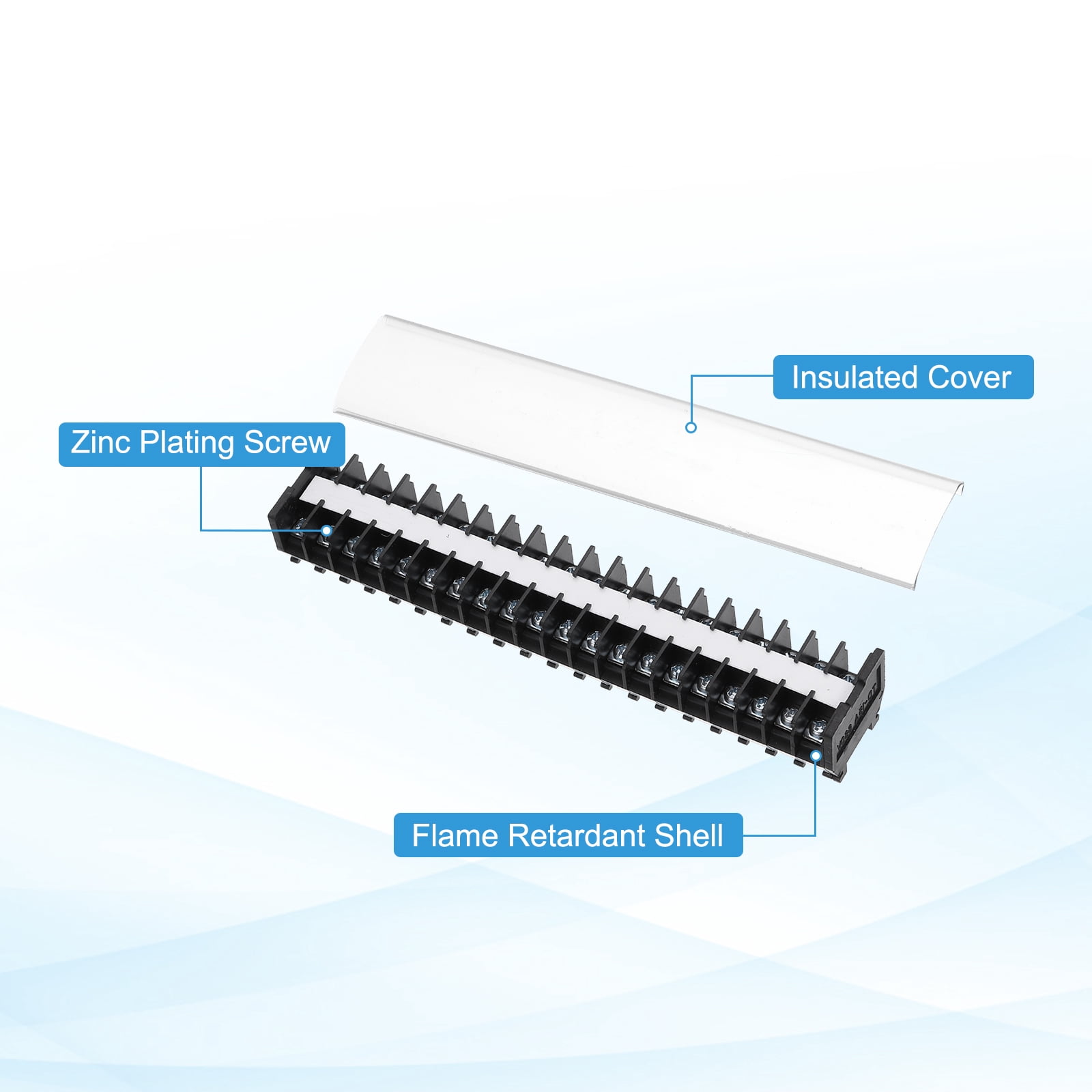 1 Pcs Barrier Terminal Strip Block 660V 30A Dual Rows 25 Positions Rail Base Screw Connector(The Shell is Made of Flame Retardant and Heat Resistant Material)