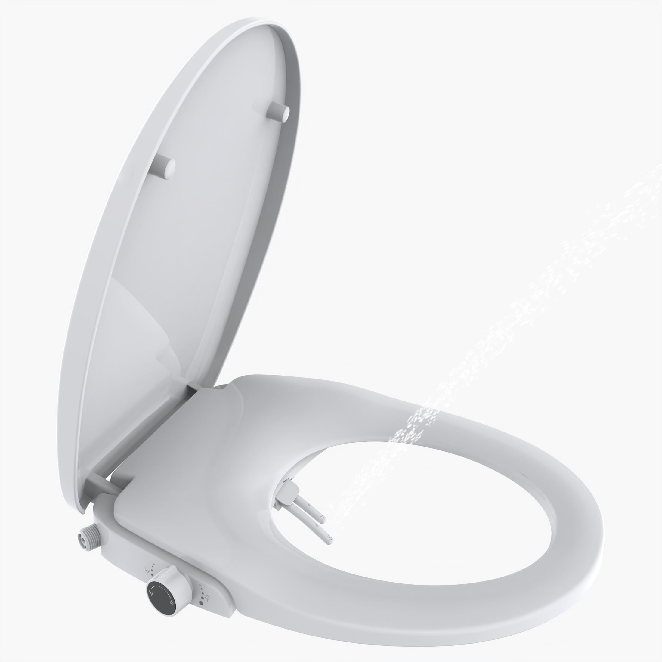 Mainstays Round Non-Electric Bidet Toilet Seat with Dual Self-Cleaning Nozzles, Daisy White