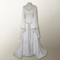 thumbnail image 2 of Vestido clásico largo medieval de manga acampanada delgada con cuello en V para fiesta de Halloween para mujer # fyfs1983164, 2 of 3