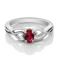 thumbnail image 2 of Gem Stone King 925 Sterling Silver Red Created Ruby Women Engagement Ring (0.50 Ct Oval, Available 5,6,7,8,9), 2 of 4