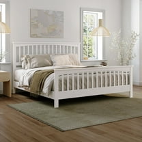 Camilla King Wood Low Profile Platform Bed with Matching Footboard in White