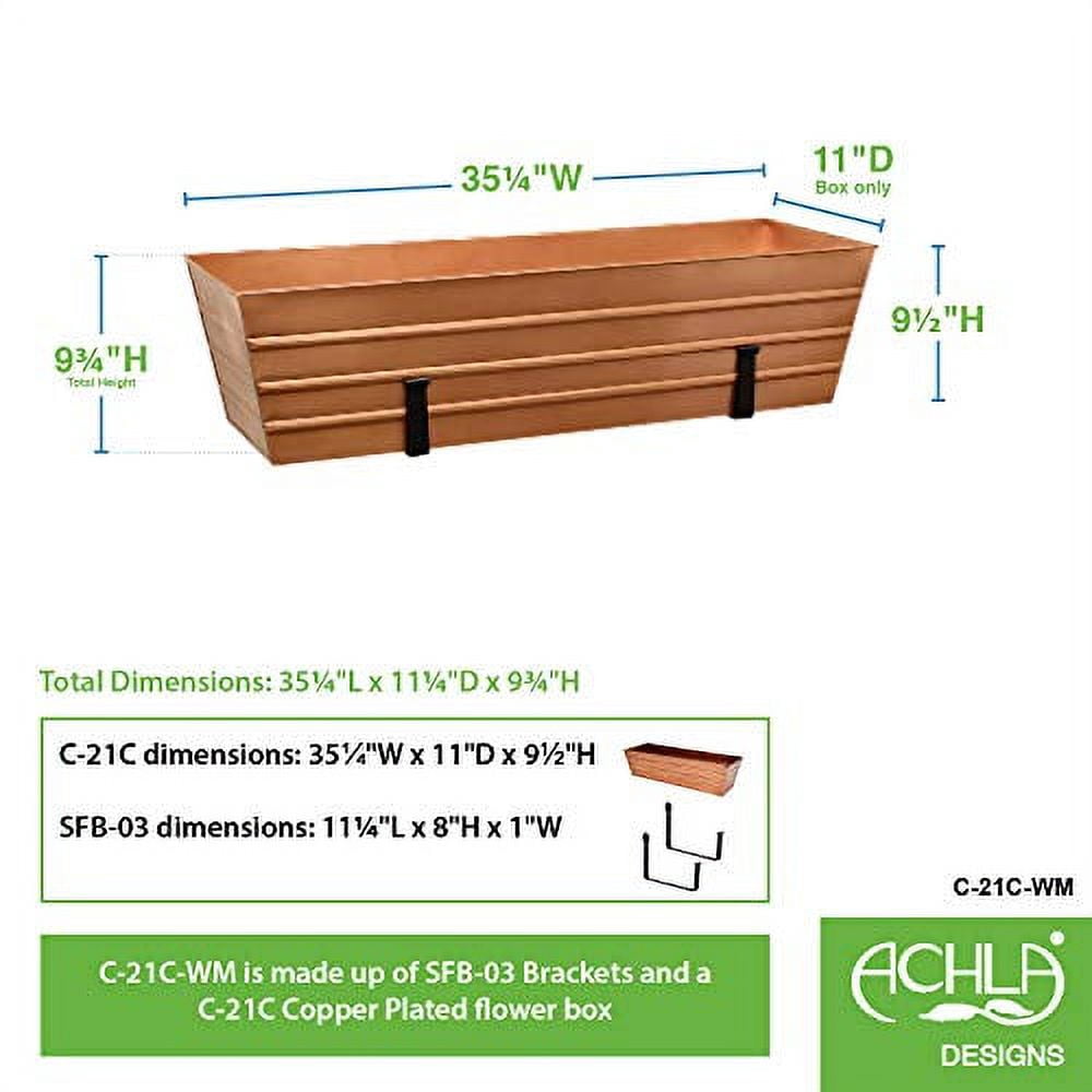 Achla C-21C-WM Flower Box with Wall Brackets, Copper - Large