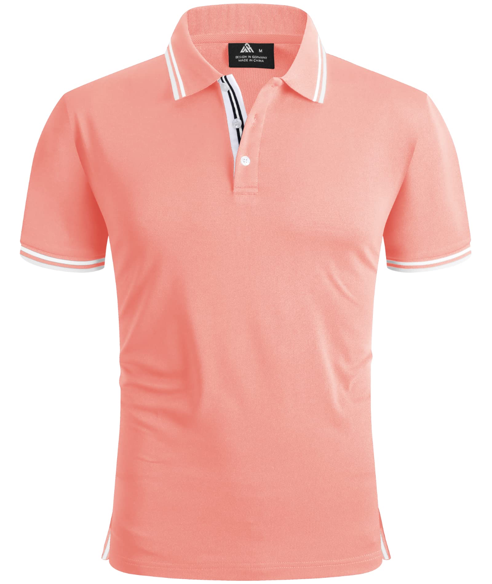 SCODI Polo Shirts for Men Short Sleeve Solid Color Causal Collared Golf  Tennis T-Shirt Men's Golf Polo Shirts Business Polo Shirts coral red 3XL 