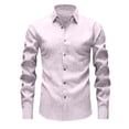 thumbnail image 5 of VSSSJ Linen Shirts for Men Regular Fit Long Sleeve Blouse Button Down Dress Shirts Vintage Turndown Collar Wedding Hawaiian Shirt Pink XL, 5 of 6
