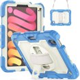 thumbnail image 2 of Case for iPad Mini 7 A17 Pro 2024/Mini 6 2021 8.3 Inch 7th/6th Gen with Screen Protector, 360 Degree Rotating Kickstand Hand Strap Shockproof Cover with Shoulder Strap, Cream Navy, 2 of 7