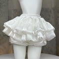 thumbnail image 6 of Yvsxxv White Tiered Ruffle Short Skirt, Elastic Waist Sweet Summer Skirt, 23.62-29.53inch Waist, 6 of 7