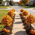 thumbnail image 7 of 4 PCS Fall Pumpkin Artificial Flowers for Outdoors with Ground Stakes,22" UV Resistant Artificial Outdoor Plants with Orange Leaves&Gourds,Autumn Fake Plant for Garden,Halloween & Thanksgiving Decor, 7 of 7