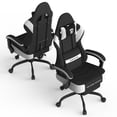thumbnail image 2 of SOONTRANS Fabric Black Gaming Chair with Footrest, Linen Ergonomic Computer Chair with Massage Lumbar Pillow, Gamer Chair with Adjustable Headrest, Comfortable Office Chair for Home, Black, 2 of 10