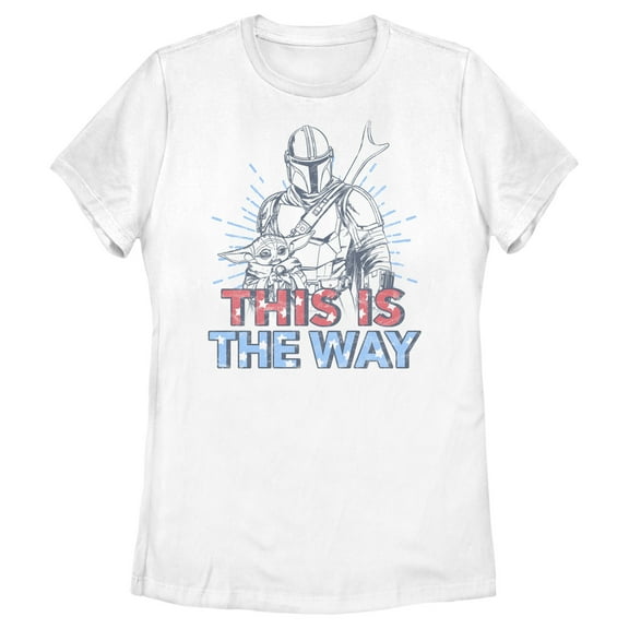 Women's Star Wars: The Mandalorian Patriotic Mando and Grogu This is the Way  Graphic Tee White 2X Large
