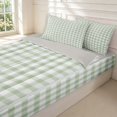thumbnail image 3 of Manfei Geometric Check Zipper Twin Comforter Sets with Fitted Sheet and 2 Pillowcases,Classic Plaid Zipper Bedding Set,Green,Light Gray Reversible,4pcs, 3 of 8