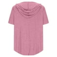 thumbnail image 4 of Kovlvoll Womens Tops V-Neck Short Sleeve Solid Color Loose Casual T-Shirt Summer Oversized Hooded Top, 4 of 5