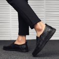 thumbnail image 7 of nsendm Male Shoes Adult Mens Moccasins Shoes Leather British Style Flat Heel Low Top Soft Sole Mens Leather Slip on Shoes Size 11 Wide Black 10.5, 7 of 7