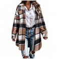 thumbnail image 5 of Perfectbot Women's Long Plaid Flannel Shacket Wool Blend Long Sleeve Casual Fall Jacket, 5 of 7