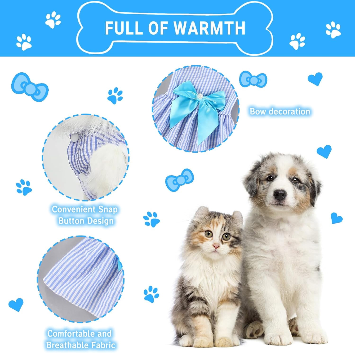 XiHAMA Dog Dresses, Fashion Pet Dog Clothes, Striped Mesh Puppy Dogs Princess Dresses